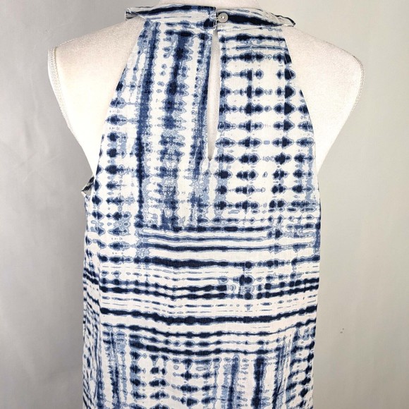 Cynthia Rowley Women's MED Blue 100% Linen Tie Dye Halter Neck Dress - Picture 5 of 8